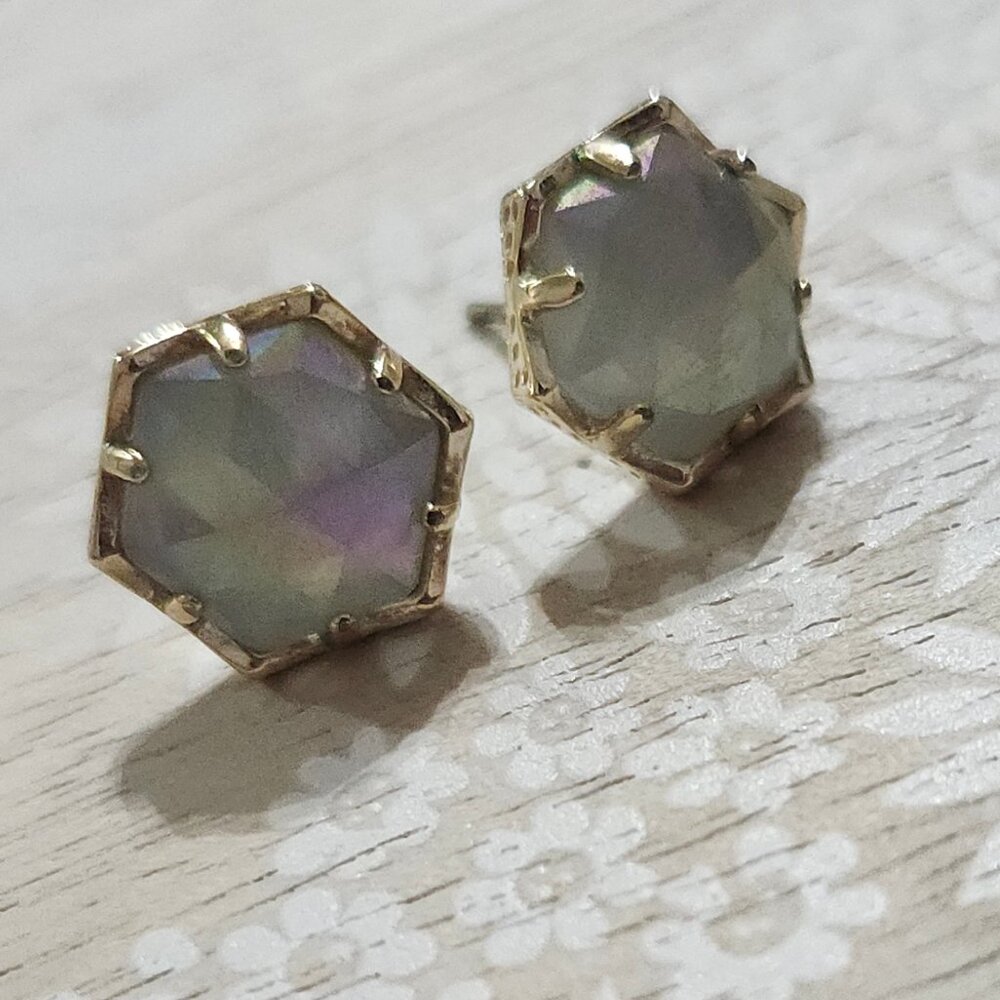 Kendra Scott Iridescent Slate Gold Stud Earrings